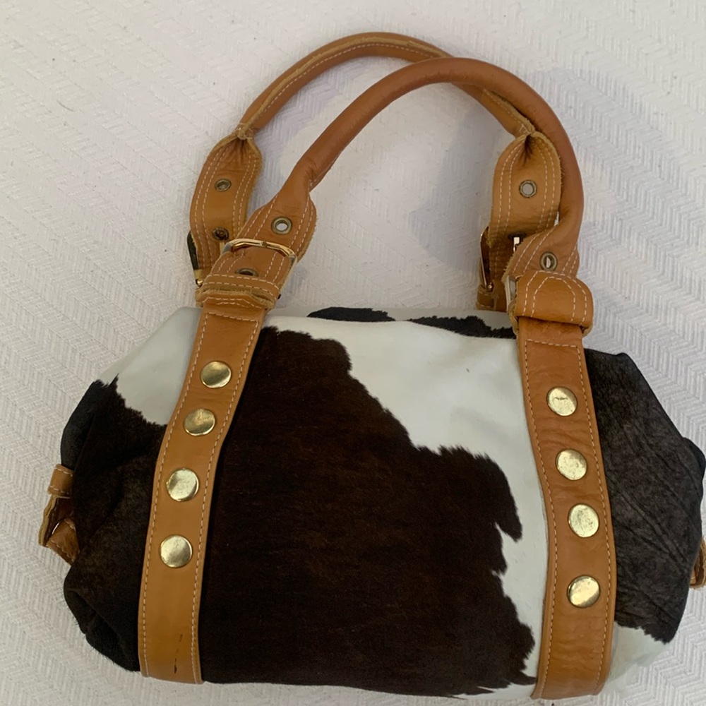 Cow print satchel